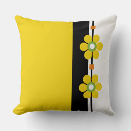 Almofada Poder Floral Amarelo Moderno de Meados do Século