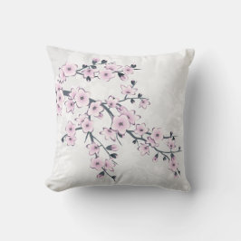 Almofada Poeira Floral Rosa Empoeirado Branco Flor de Cerej