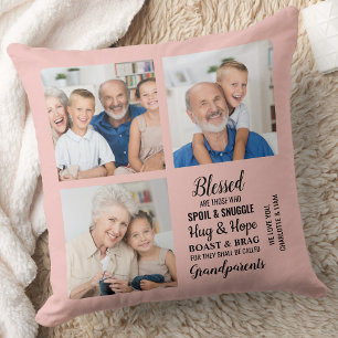 Almofada Poema dos Avós Colagem Moderna Personalizada com 3