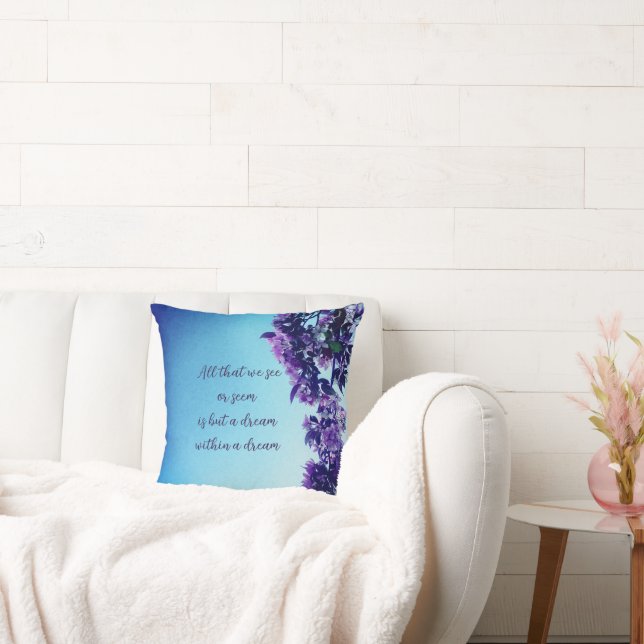 Almofada Poesia Floral de Primavera Azul e Rosa (Sofá)