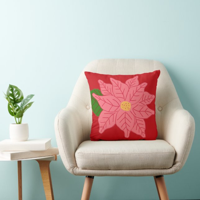 Almofada Poinsétia de Natal rosa (Cadeira)