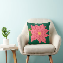 Almofada Poinsétia de Natal rosa