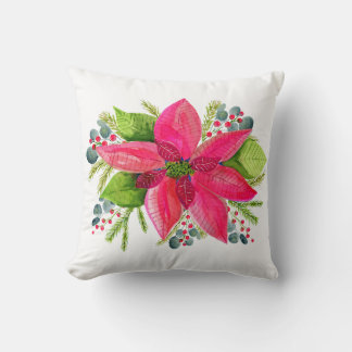 Almofada Poinsettia Christmas Throw Pillow