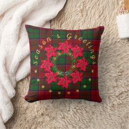 Almofada Poinsettia da Temporada de Natal em Tartan 