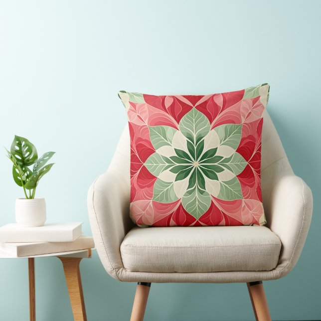 Almofada Poinsettia de Natal Festiva (Cadeira)