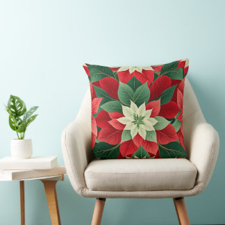 Almofada Poinsettia de Natal Festiva