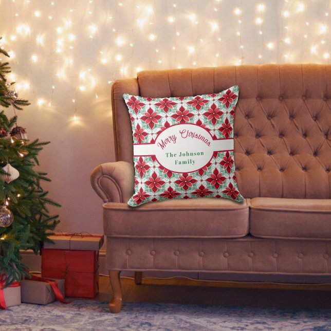 Almofada poinsettia de Natal personalizado (Criador carregado)
