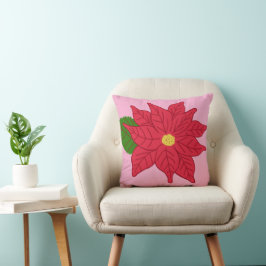 Almofada Poinsettia de Natal Vermelha