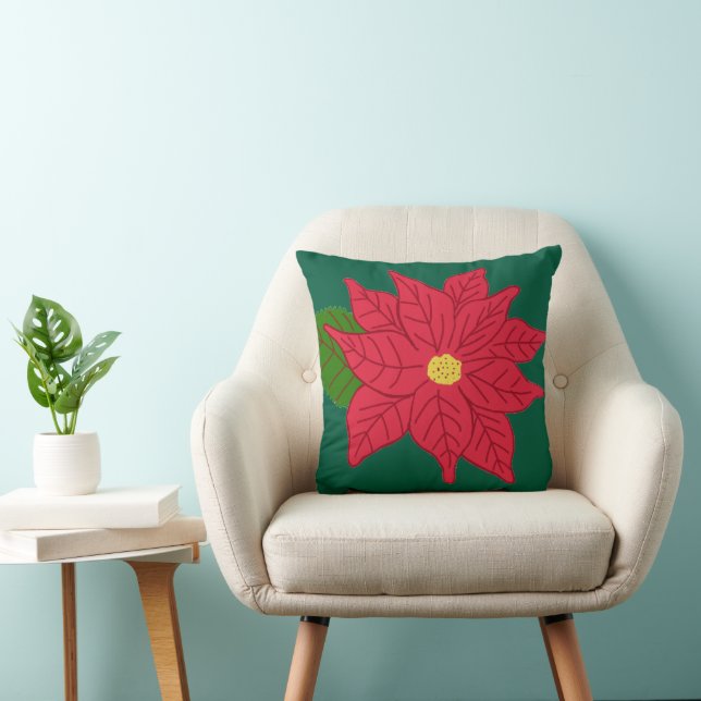 Almofada Poinsettia de Natal Vermelha (Cadeira)