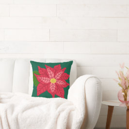 Almofada Poinsettia de Natal Vermelha e Rosa