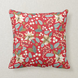 Almofada Poinsettia vermelha de inverno