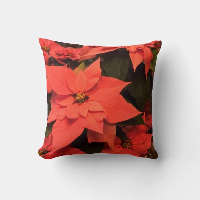 Almofada Poinsettia Vermelha Natal Férias  (Frente)