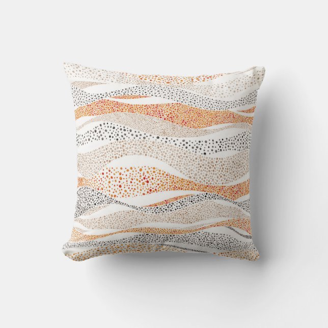 Almofada Pointilismo Wavy Polka: Têxtil de Doodle Cute (Frente)
