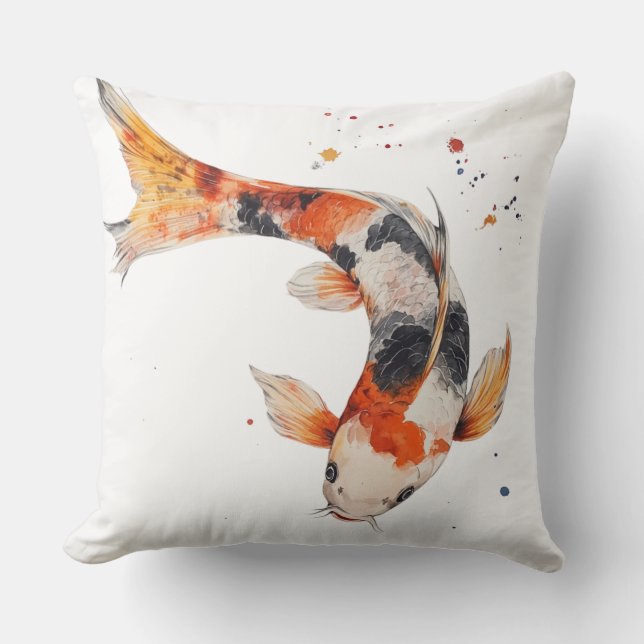 Almofada 🐟 Poisson Koi en Aquarelle : Harmonie en Mouvemen (Frente)
