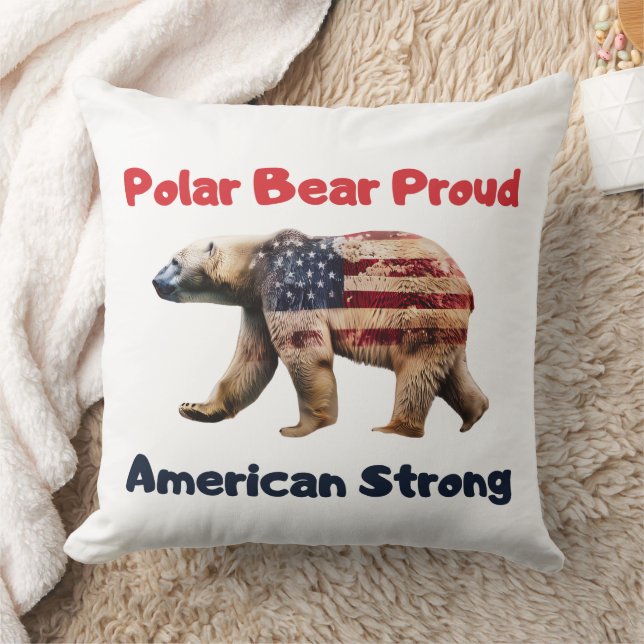Almofada Polar Bear Flag América (Cobertor)