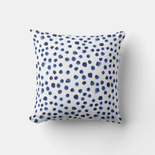 Almofada Polka Azul: Ponto de Aquarela Sem Vista.