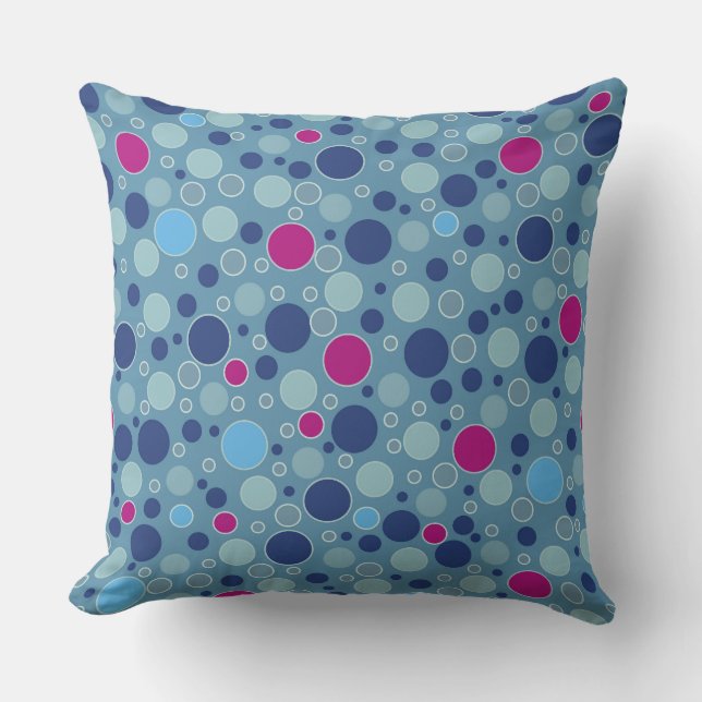 Almofada polka dots multi-colored retro blue (Frente)