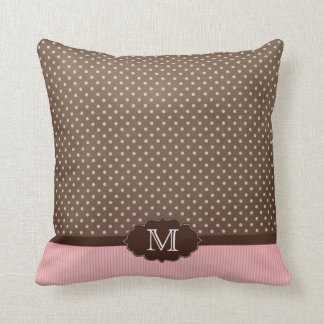 Almofada Polkadots marrons cor-de-rosa + travesseiro do