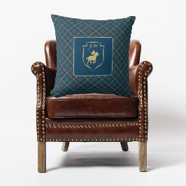 Almofada Polo Xadrez Clássico Tartan Monogramado Equestre