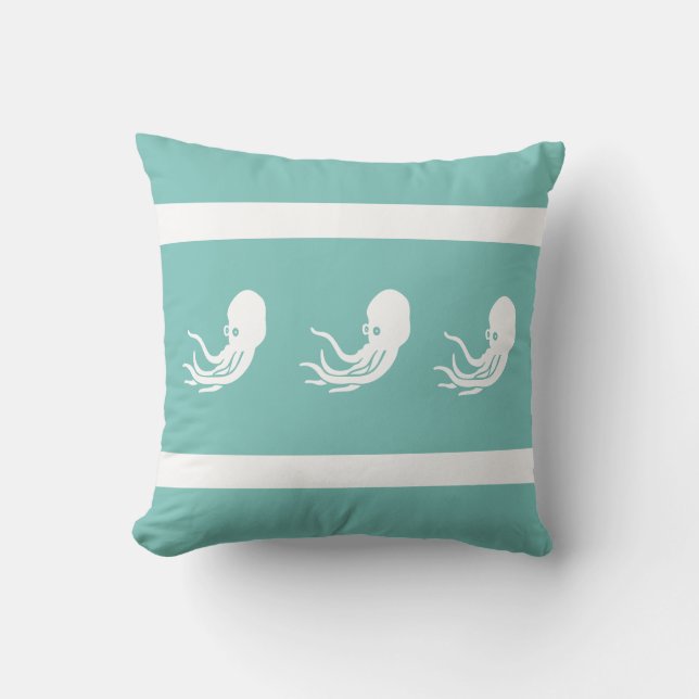 Almofada polvo naval / lula em travesseiro branco costeira (Frente)