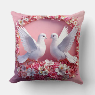 Almofada Pombas Brancas Casamento Pássaros do Amor Romântic