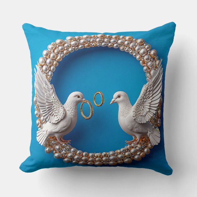 Almofada Pombas de casamento Arte Estilo de Casamento de Lu (Frente)