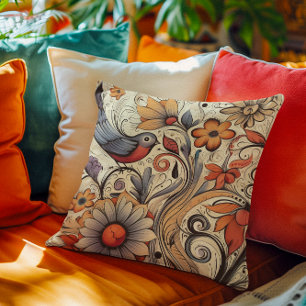 Almofada Pombo e Design Floral Verão