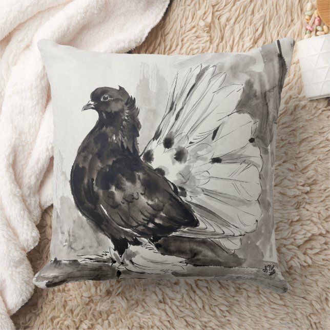 Almofada Pombo Fantail Indiano Galinha Eyeliner (Cobertor)