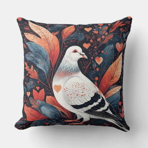 Almofada Pombo Vibrante Rodeado por Flores em Flor
