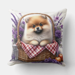 Almofada Pomerânia Cão Cachorro Cachorro Aquarela Picnic