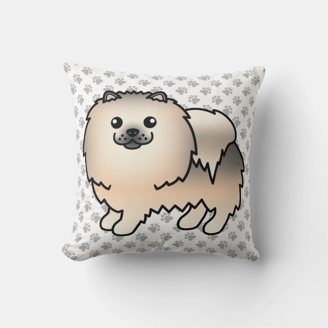 Almofada Pomerânia Sable Creme Cachorro Fofo de Desenho & P (Frente)