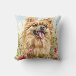 Almofada Pomeranian Throw Pillow – Watercolor