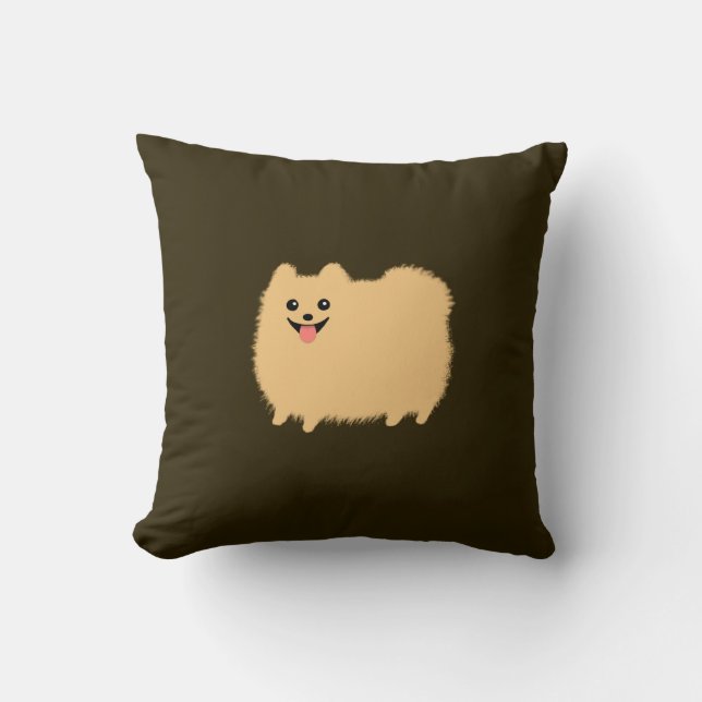 Almofada Pomeraniano - Cão giro em cor de chocolate (Frente)