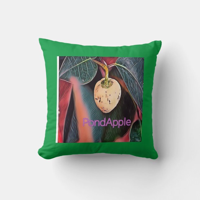 Almofada Pond Apple com fundo verde (Frente)
