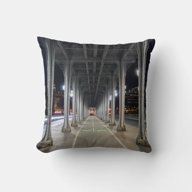 Almofada Pont de Bir-Hakeim à noite - Paris, França (Frente)