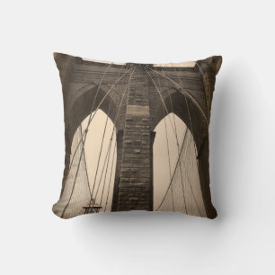 Almofada Ponte de Brooklyn do Sepia do vintage