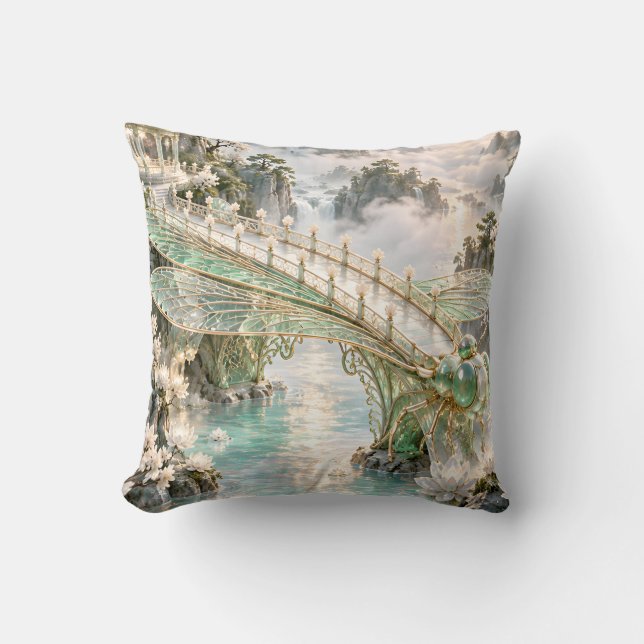 Almofada Ponte de Jardim de Vidro Celadon Libélula (Frente)