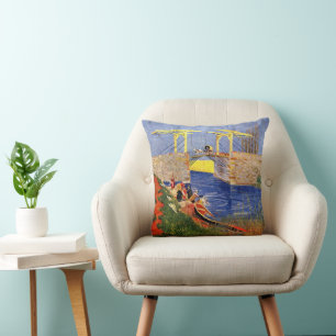 Almofada Ponte Langlois em Arles por Vincent van Gogh