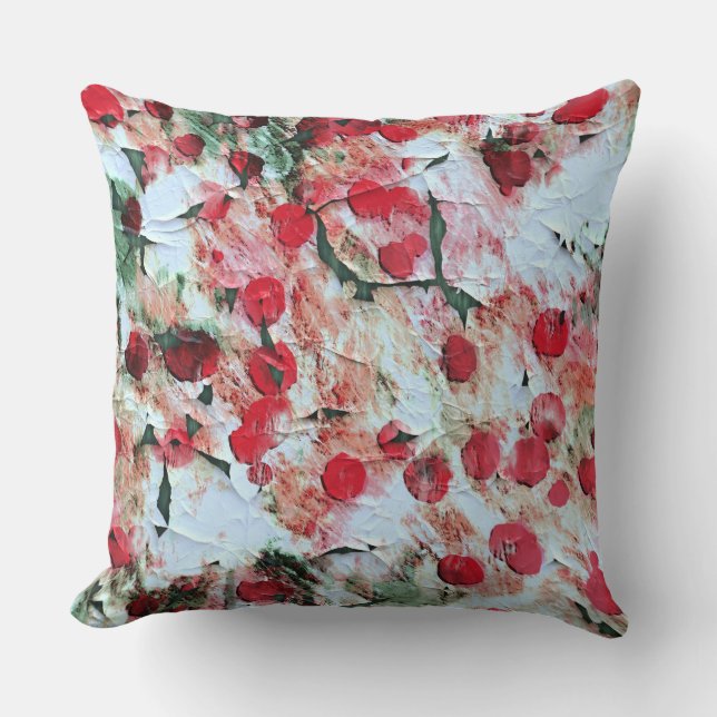 Almofada Ponto de Bolinhas Sujo Rosa Vermelho Decadência Gr (Frente)