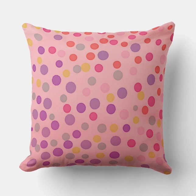 Almofada Ponto pastel multicolorido a rosa (Frente)