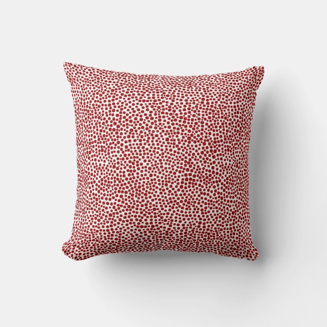 Almofada Pontos aleatórios - Vermelho rubi em branco (Frente)