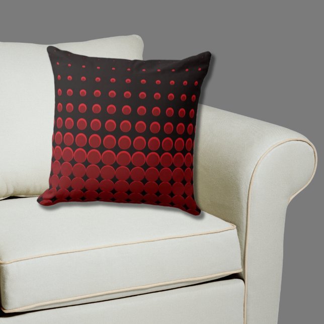 Almofada Pontos Crescentes Vermelho e Preto Quente (Red & Black Pillow Halftone Pattern)