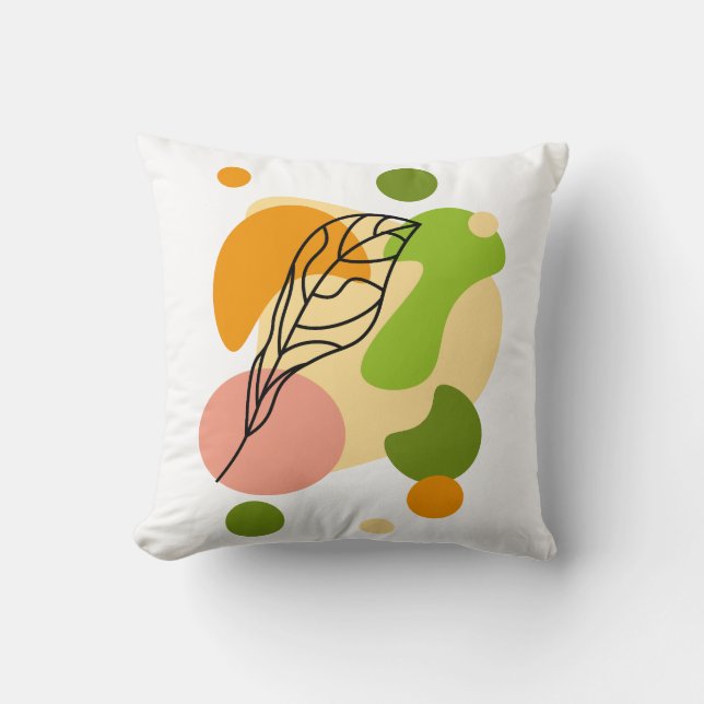Almofada Pontos de abstrato interessantes com folhas (Frente)