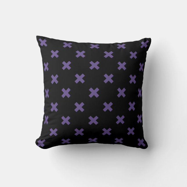 Almofada Pontos de cruz ultravioleta em preto (Frente)