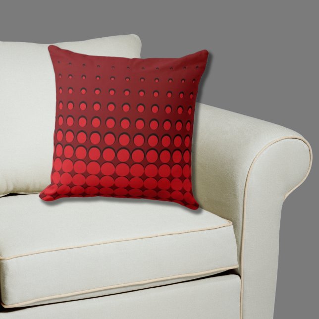 Almofada Pontos de meia tonalidade preto e vermelho quente (Red Pillow Halftone Pattern)