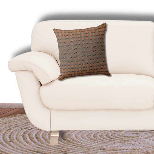 Almofada Pontos de meio tom na moda preto e castanho (Criador carregado)