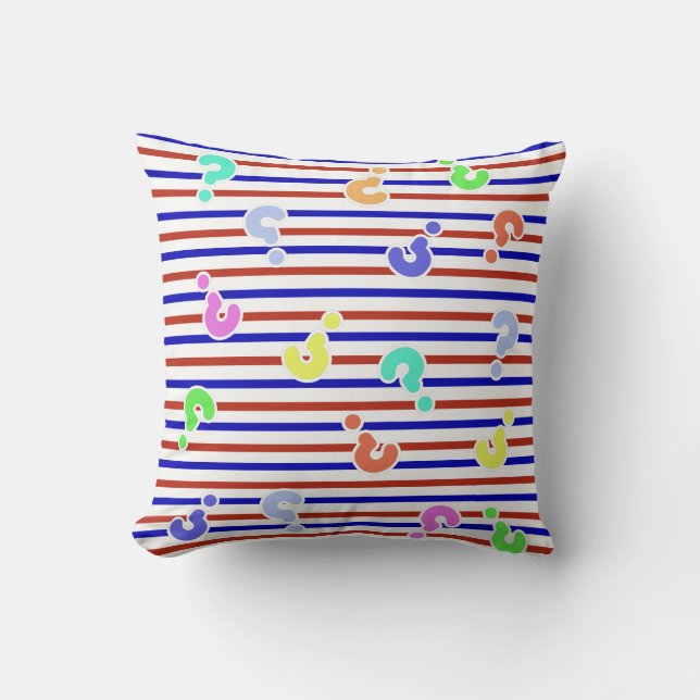 Almofada Pontos de Pergunta Funky Stripes Travesseiro decor (Frente)