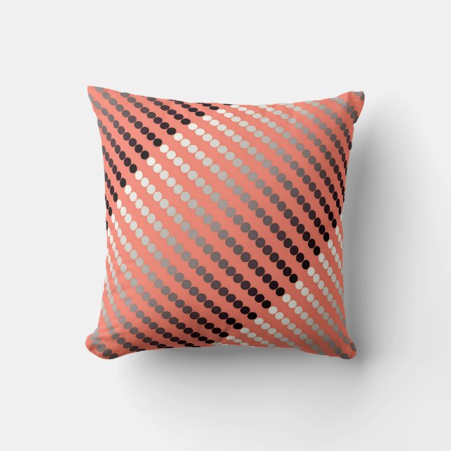 Almofada Pontos de Satin - coral e pewter (Frente)