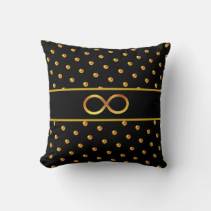 Almofada Pontos Elegantes de Ouro e Símbolo de Infinito