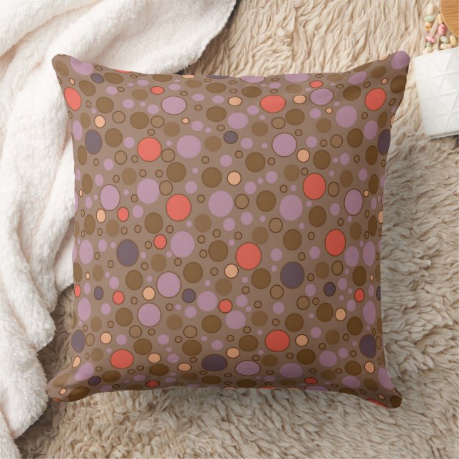 Almofada Pontos marrons laranja multicoloridos  (Cobertor)